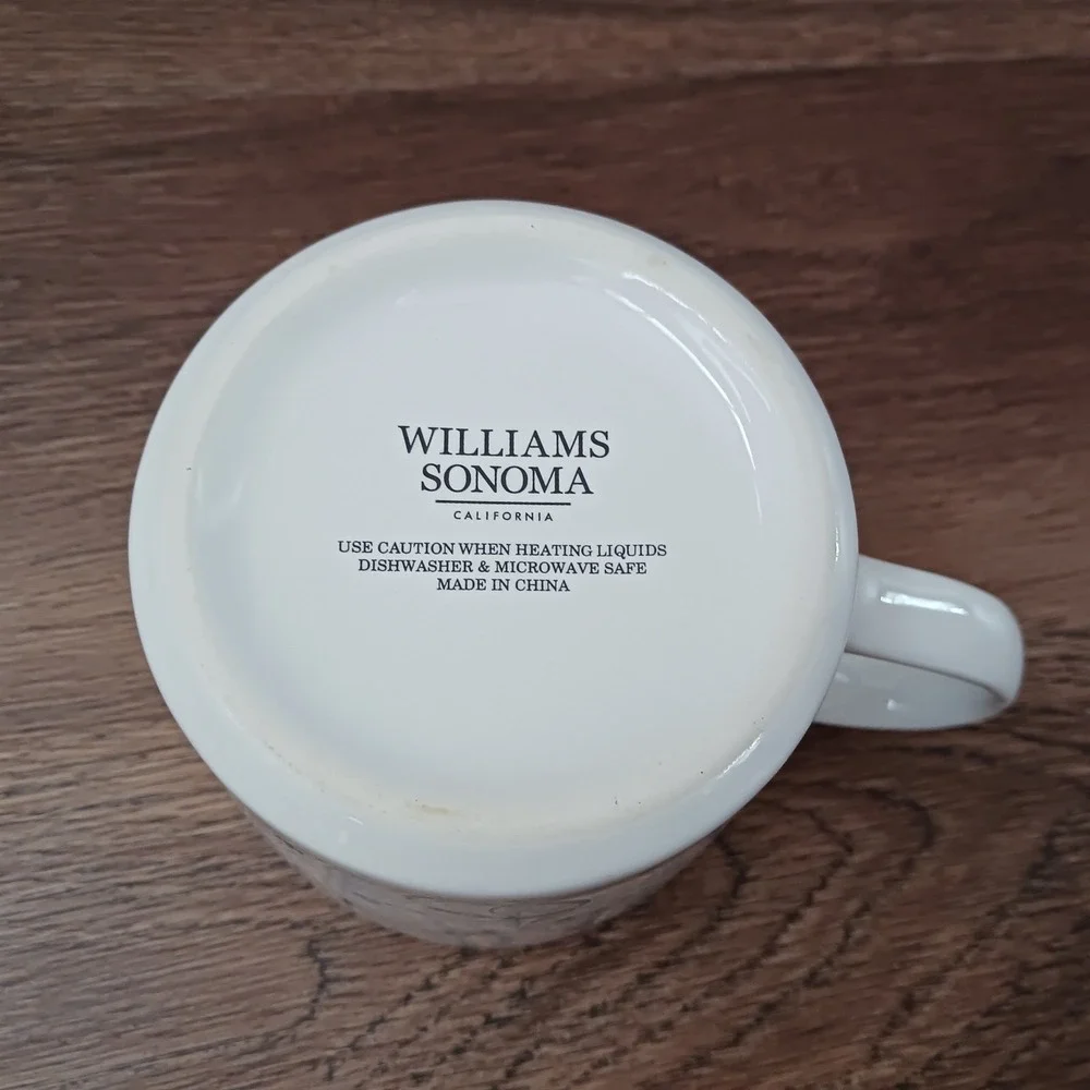 Williams Sonoma Libra Zodiac Coffee Mug White Gold Astrology Scales Owl Cup